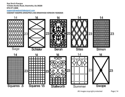 All Cabinet Door Insert Line Drawings