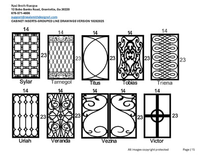 All Cabinet Door Insert Line Drawings