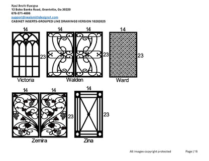 All Cabinet Door Insert Line Drawings